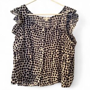 Morgan Taylor Navy and White Polka Dot Blouse